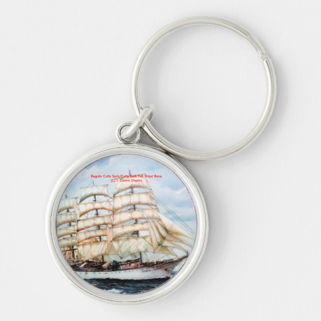Regata Cutty Sark/Cutty Sark Tall Fraktasers Tävli Rund Silverfärgad Nyckelring (Framsidan)