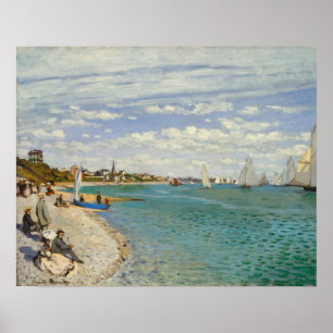 Regatta at Sainte-Adresse (1867) av Claude Monet Poster