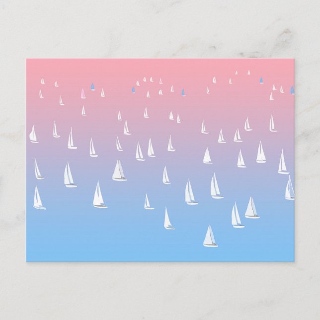 Regatta-båtar på havet vykort (Framsida)