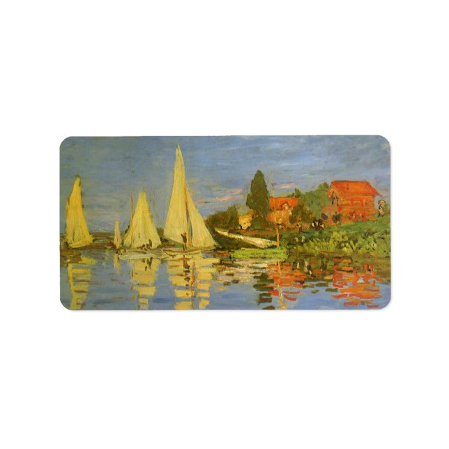 Regatta i Argentina av Claude Monet Adressetikett (Framsidan)