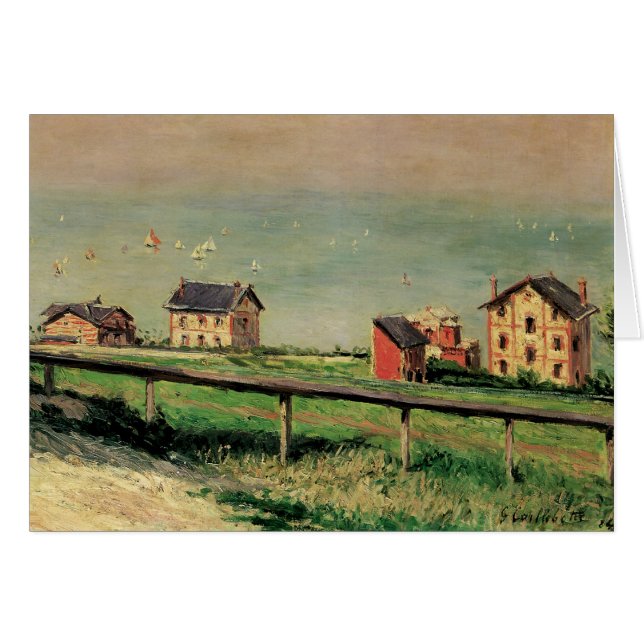 Regatta i Villerville av Gustave Caillebotte Hälsningskort (Framsidan Horizontal)