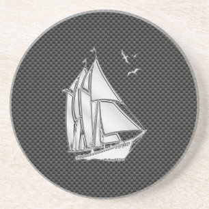 Regatta Sailboat på Carbon Fiber Stil Underlägg Sandsten
