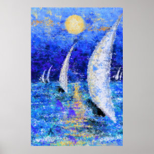 Regatta Sailing - Abstrakt Art Original Painting Poster