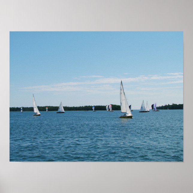Regatta Sale Boat Scene Photo Wall Art Poster (Framsidan)