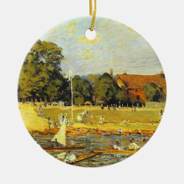 Regatta vid Hampton Court Poster Alfred Sisley Julgransprydnad Keramik (Framsidan)