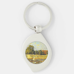 Regatta vid Hampton Court Poster Alfred Sisley Swirl Silverfärgad Nyckelring