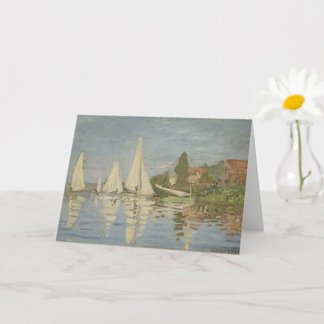 Regattor i Argenteuil, Oljemålning, Claude Monet Kort (Liten växt)