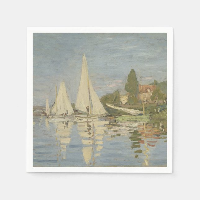 Regattor i Argenteuil, Oljemålning, Claude Monet Pappersservett (Framsidan)