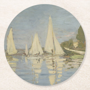 Regattor i Argenteuil, Oljemålning, Claude Monet Underlägg Papper Rund