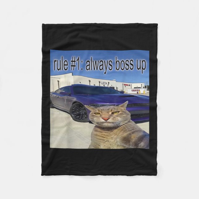 Regel 1: Alltid Chef upp Funny Cat Odely Specific  Fleecefilt (Framsidan)