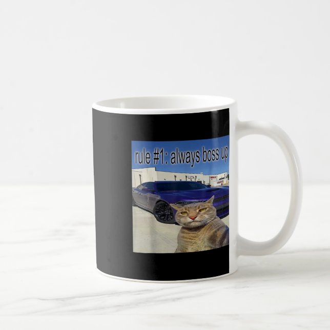 Regel 1: Alltid Chef upp Funny Cat Odely Specific  Kaffemugg (Höger)