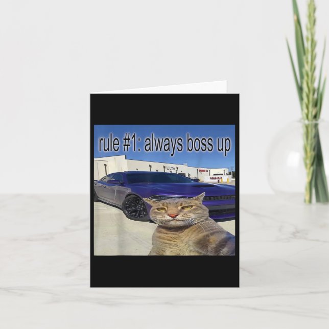 Regel 1: Alltid Chef upp Funny Cat Odely Specific  Kort (Framsida)