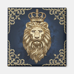 Regelbunden Lejon utformning - marinblått och Guld Magnet