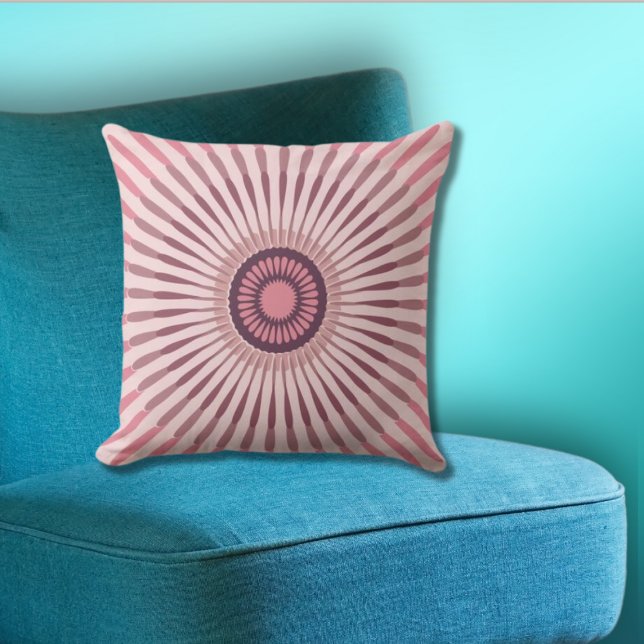 Regelbundet centrerat Rosa Star Flower Kudde (Light Pink Star Flower Throw Pillow)