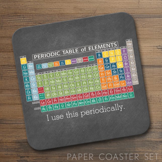 Regelbundet periodiskt återkommande Bord i Inslag Underlägg Papper Kvadrat (Custom Coaster Set)