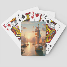 Regelbundna spelkort med färgstark solnedgång