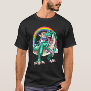 Regenbåge för Dabbing Unicorn Dinosaur-spel B T Shirt