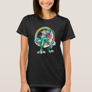 Regenbåge för Dabbing Unicorn Dinosaur-spel B T Shirt