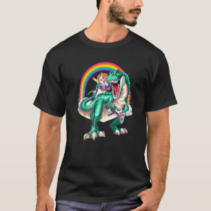 Regenbåge för Dabbing Unicorn Dinosaur-spel B T Shirt