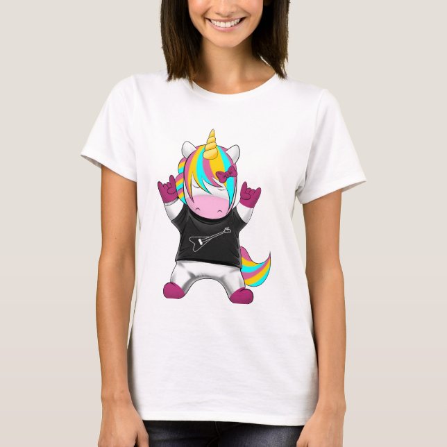 Regenbogen Einhorn Rocker T Shirt (Framsida)