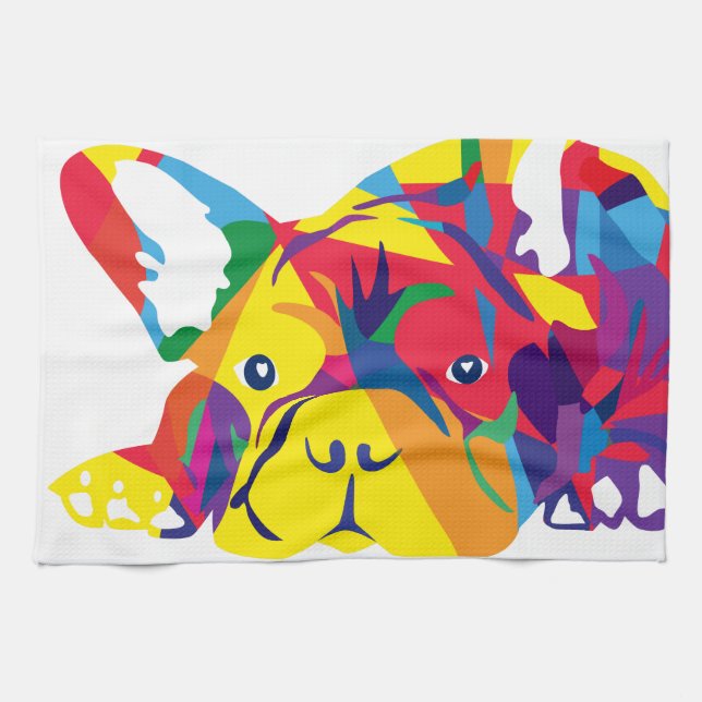 Regenbogen Französische Bulldogge Kökshandduk (Horisontell)