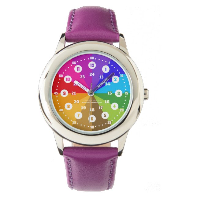 Regenbogen Lernuhr Armbanduhr 12 Stunden Anzeige Armbandsur (Framsida)
