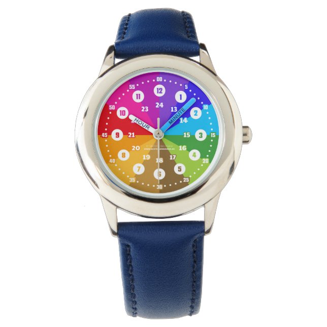 Regenbogen Lernuhr Armbanduhr 12 Stunden Anzeige Armbandsur (Framsida)