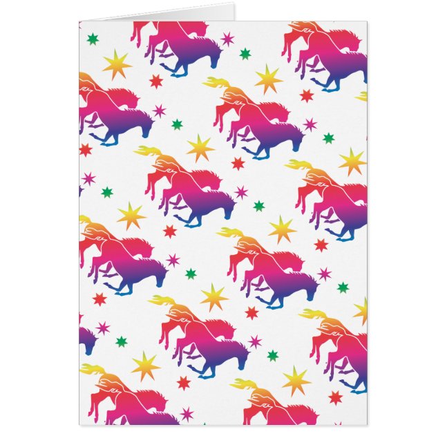 Regenbogen Pferde Hälsningskort (Framsidan)