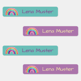 Regenbogen Sterne - 96 schmale Kinder Etiketten Klistermärke