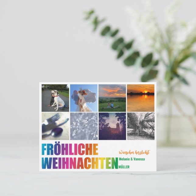 Regenbogen Weihnachtspostkarte  Postkarte Vykort (Stående Fram)