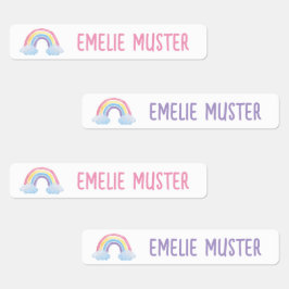 Regenbogen weiß - 96 schmale Kinder Etiketten Klistermärke