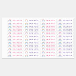 Regenbogen weiß - 96 schmale Kinder Etiketten Klistermärke