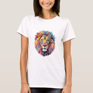 Regenbogen Wolf Aquarell Portrait T Shirt
