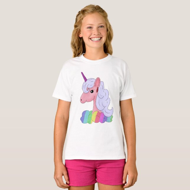 Regenbogeneinhorn T Shirt (Hel framsida)
