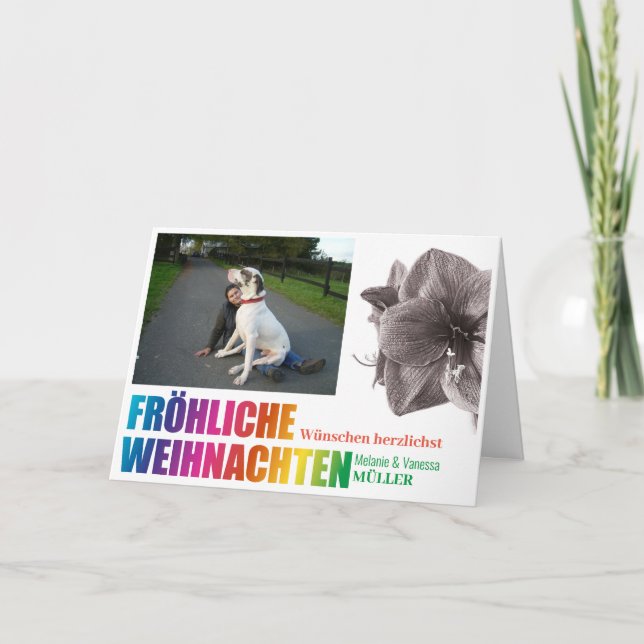 Regenbogenfarben Fröhliche Weihnachten  Kort (Framsida)