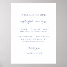 Regency Blå Avstängd Ceremoni Bröllopsskylt