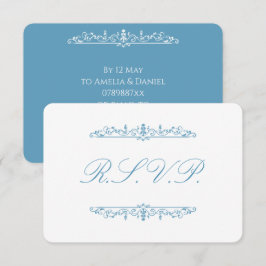Regency Blå & Vit RSVP OSA Kort