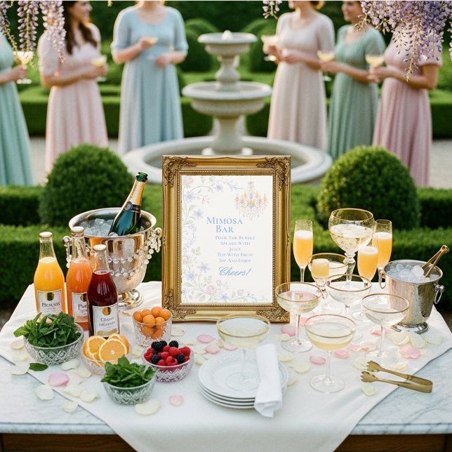 Regency Blommig Mimosa Bar Skylt Inbjudningar (Regency Floral Mimosa Bar Sign)