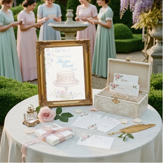 Regency Blommig Placera Dina Receptkort Här Inbjudningar (Regency Floral Place Your Recipe Cards Here)