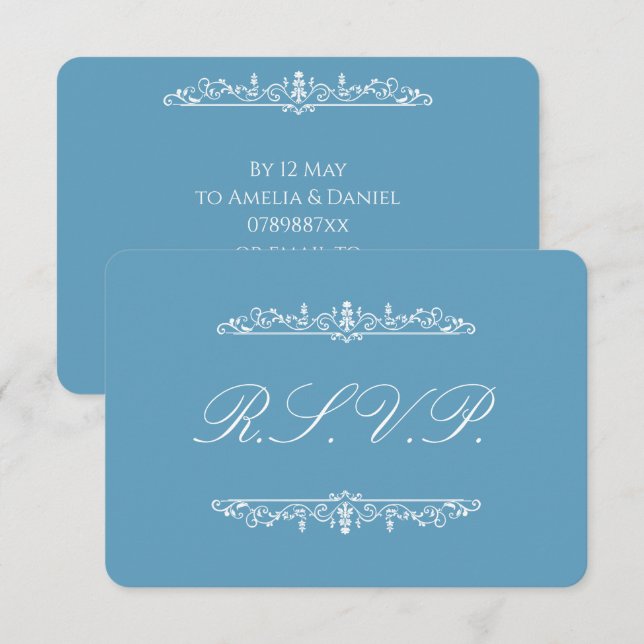 Regency Blue RSVP OSA Kort (Fram/baksida)