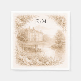 Regency Botanisk Gravyr Bröllop Pappersservett