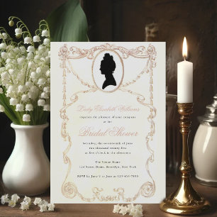 Regency Bröllopsdusch Vintage Ram Rosa Skrift  Inbjudningar