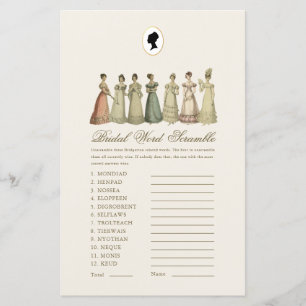Regency-damer Ordsallad Bröllopsduschspel