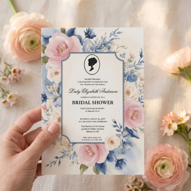Regency-era blommor Bridgerton bröllopsdusch Inbjudningar (Skapare uppladdad)
