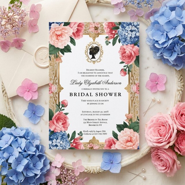 Regency-era blomsterbröllopsdusch inbjudningar (Skapare uppladdad)