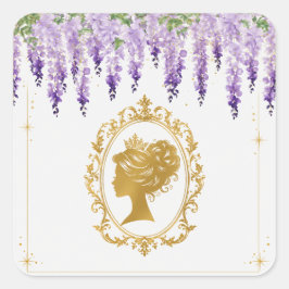 Regency era bridgerton blomster guld  bröllopsdusc fyrkantigt klistermärke