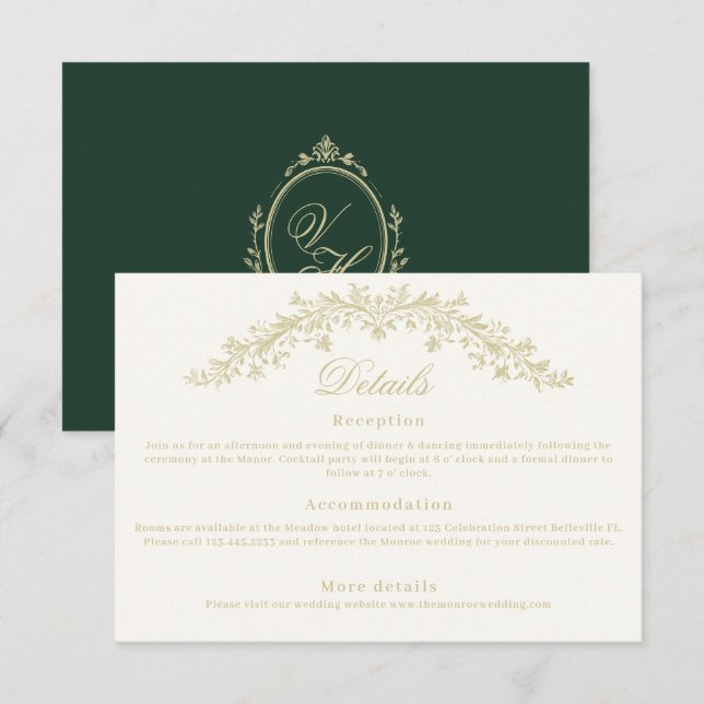 Regency Era Wedding Elegant Heirloom Details Tilläggskort (Fram/baksida)