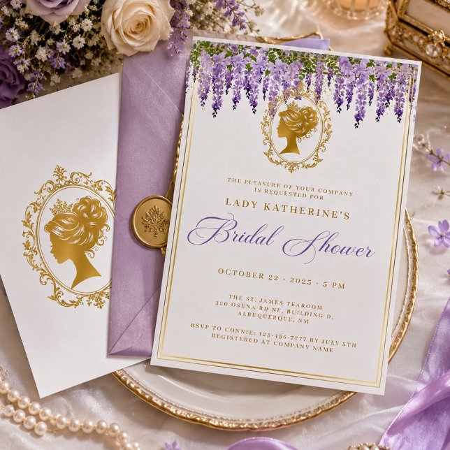 Regency-eran Bridgerton blomster guld  bröllopsdus Inbjudningar (Skapare uppladdad)
