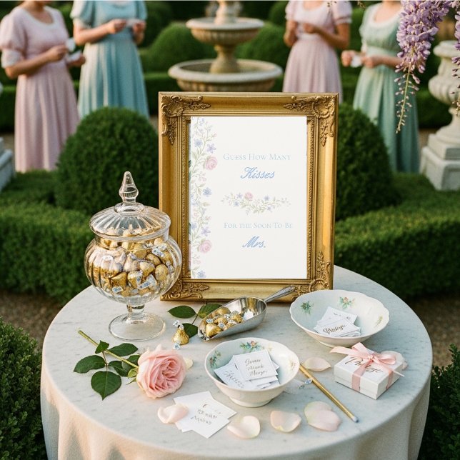 Regency Floral Gissa hur många kyssar spelskylt Inbjudningar (Skapare uppladdad)