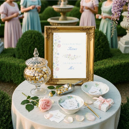 Regency Floral Guess How Many Kisses Game Sign Inbjudningar